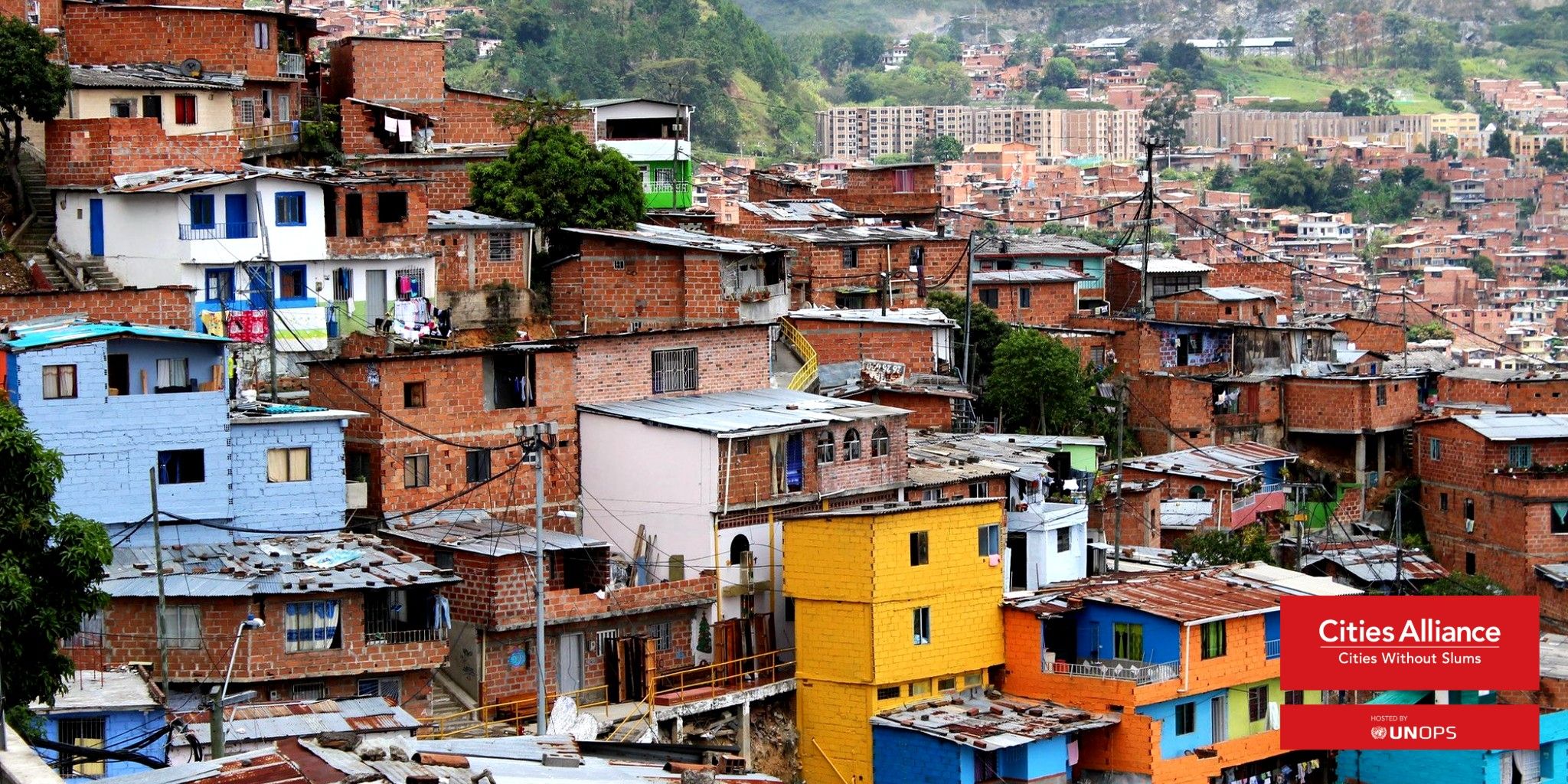 Aerial view of slum in Medellin, Colombia Aerial view of slum in Medellin, Colombia