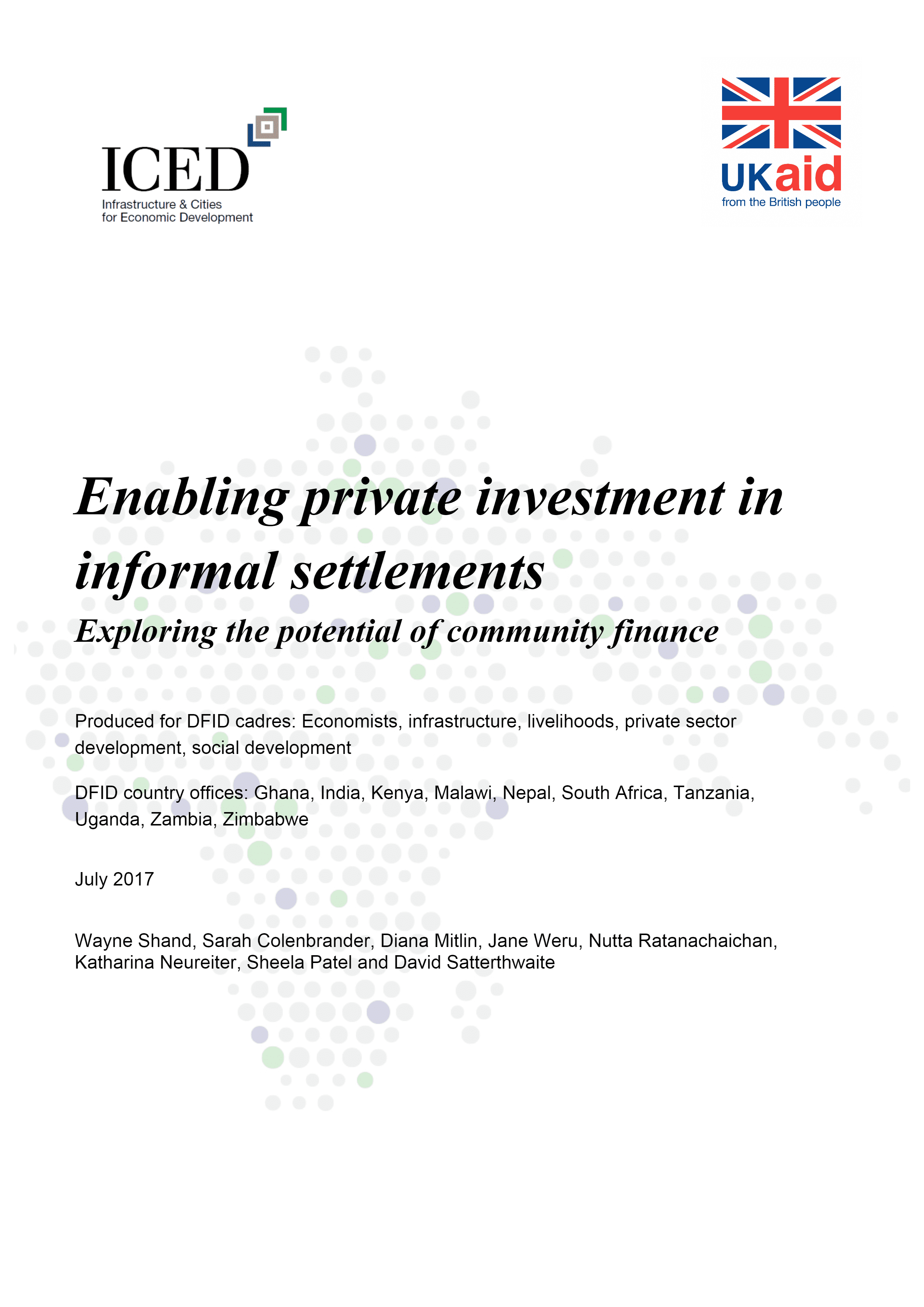 Enabling private investment in informal settlements
