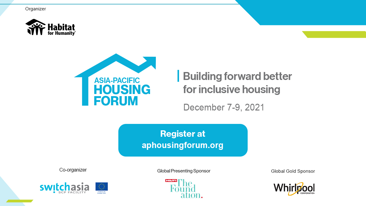 This is the flyer of the 8th Asia-Pacific Housing Forum with the logo of the organizers and an indication to register now
