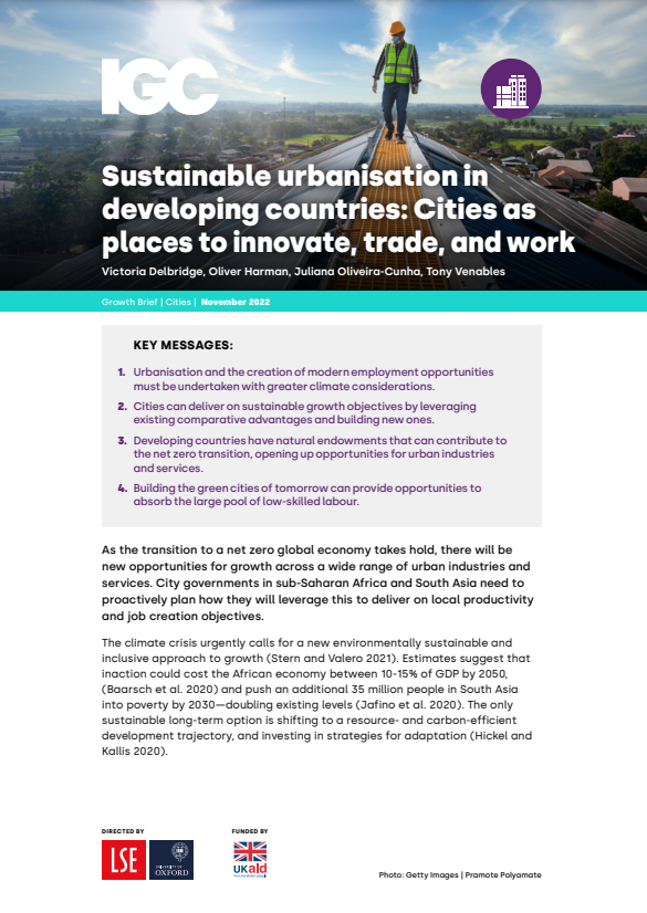 Cover "Cities as places to innovate, trade, and work" Cover "Sustainable urbanisation in developing countries: Cities as places to innovate, trade, and work"