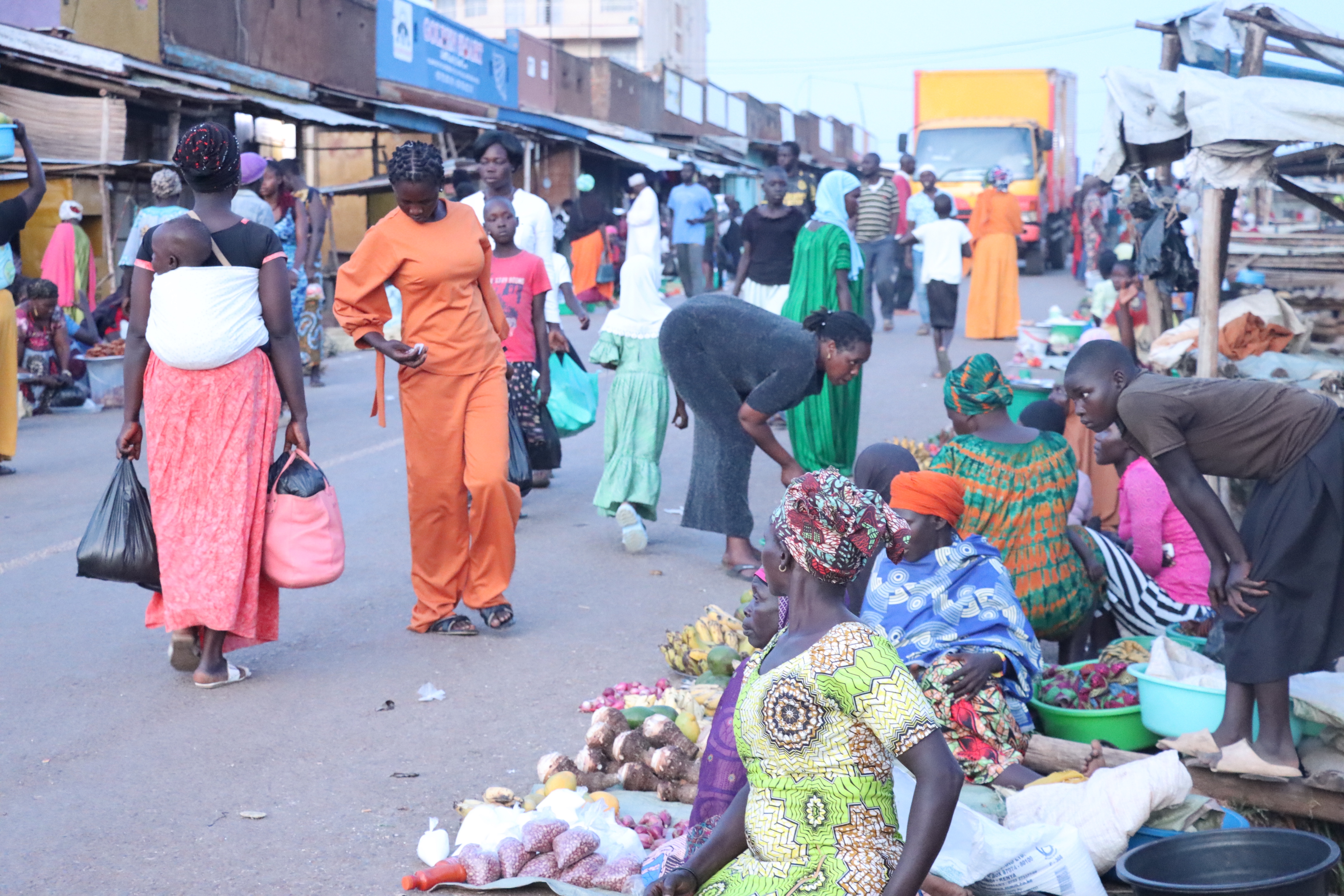 Shoppers and stall holders pictured on Apa Road, Koboko, Uganda. Credit: Bernards Okuyo Shoppers and stall holders pictured on Apa Road, Koboko, Uganda. Credit: Bernards Okuyo