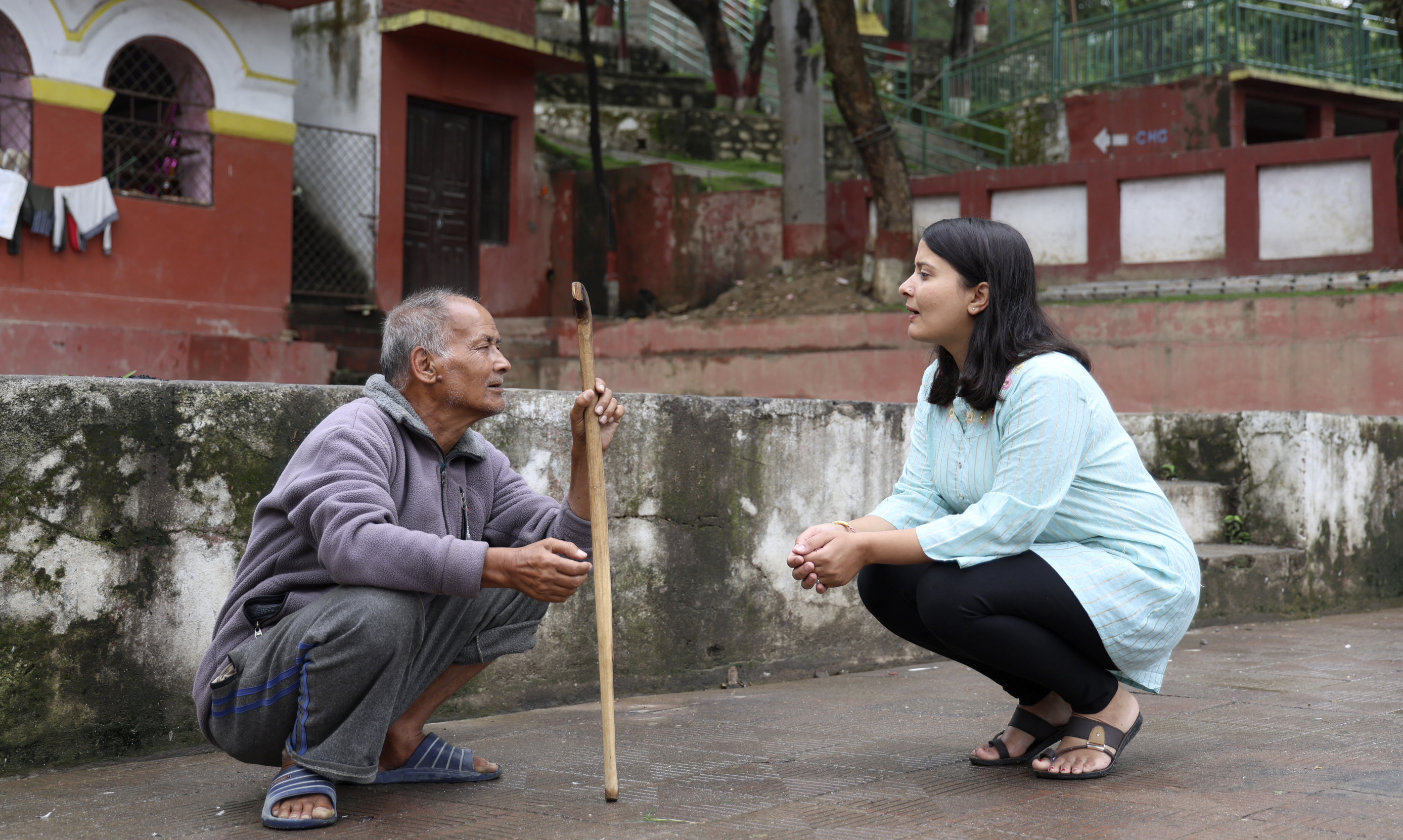 Padma reviews park development plans with a local resident in Nepal Padma reviews park development plans with a local resident in Nepal