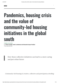 Pandemics, housing crisis and the value of community-led housing initiatives in the global south