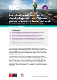 Cover &amp;quot;Sustainable urbanisation in developing countries: Cities as places to innovate, trade, and work&amp;quot;