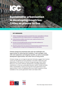 Cover &amp;quot;Sustainable urbanisation in developing countries: Cities as places to live&amp;quot;