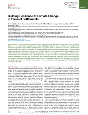 Building Resilience to Climate Change In Informal Settlements
