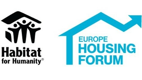 This image shows two logos: The one from Habitat for Humanity and the one from the Europe Housing Forum. Both depict a house's roof