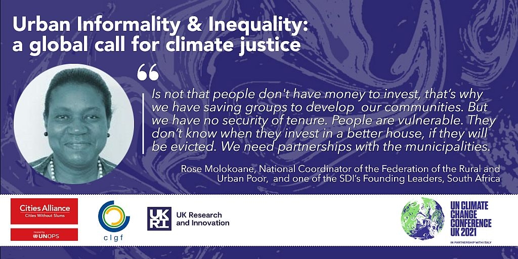 A Global Call for Climate Justice panel, COP26. 2 Nov 2021- Rose Molokoane_SDI
