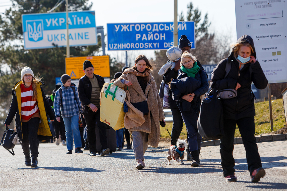 UZHHOROD, UKRAINE - FEBRUARY 27, 2022. Uzhhorod-Vysne Nemecke checkpoint on the Ukraine-Slovakia border, Zakarpattia Region, western Ukraine. UKRINFORM. Uzhhorod-Vysne Nemecke checkpoint on the Ukraine-Slovakia border, Zakarpattia Region, western Ukraine on February 27, 2022. UKRINFORM.