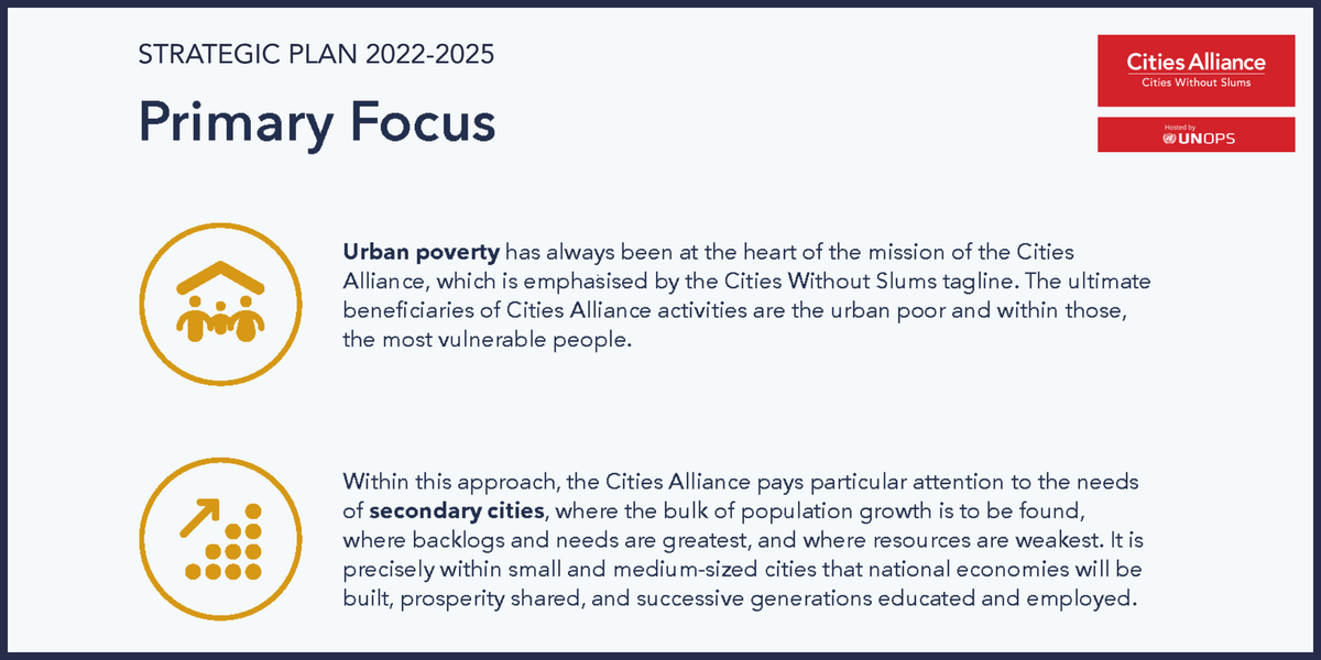 Cities Alliance Strategic Plan 2022-2025 primary focus