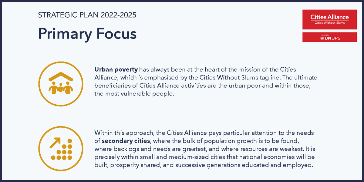 Cities Alliance Strategic Plan 2022-2025 primary focus Cities Alliance Strategic Plan 2022-2025 primary focus