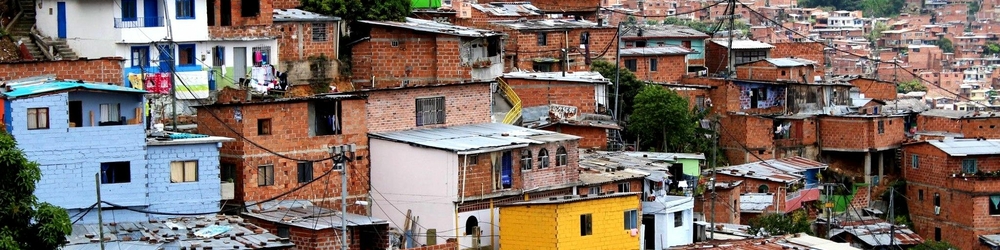 Aerial view of slum in Medellin, Colombia Aerial view of slum in Medellin, Colombia