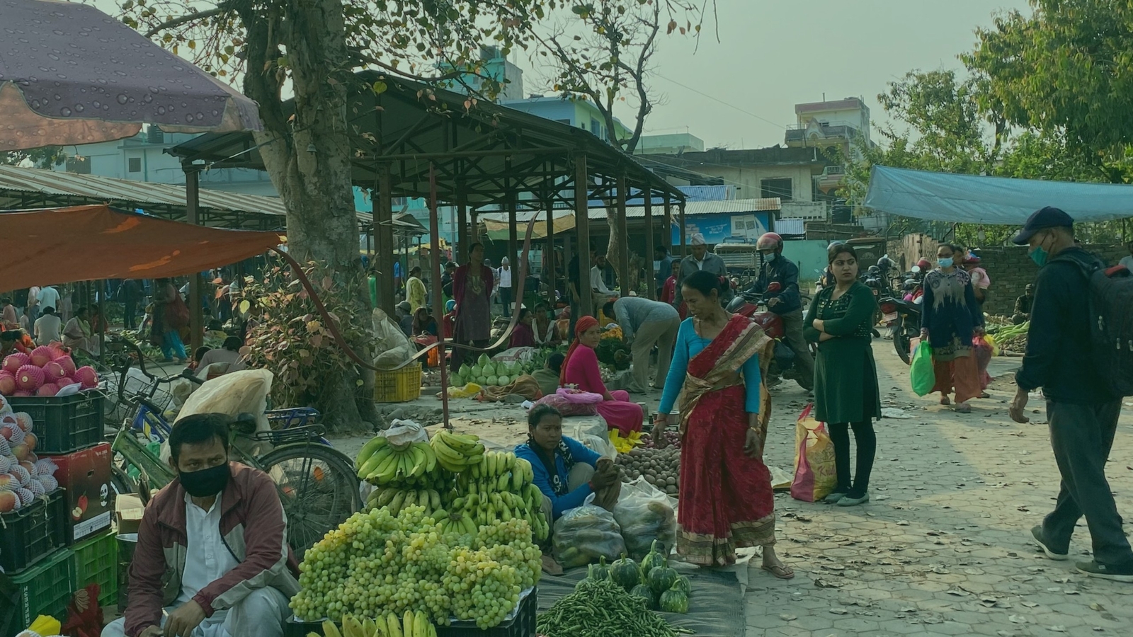 Women at a market in Nepal